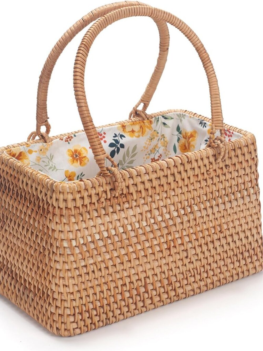 Small Rattan Handbag for Women, Wicker Basket Purse, Handwoven Summer Beach Bag